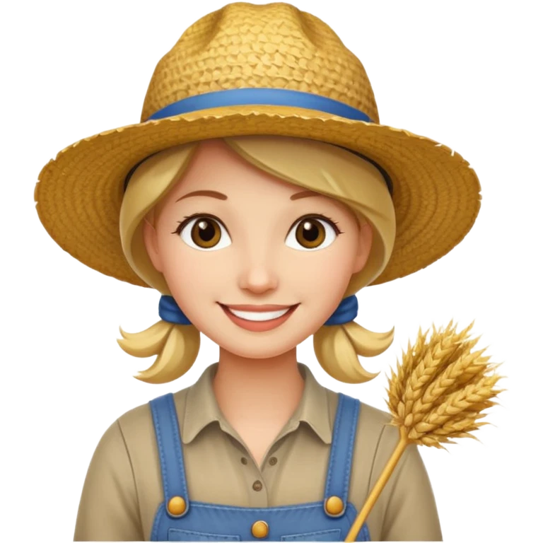 farmer woman with straw hat emoji
