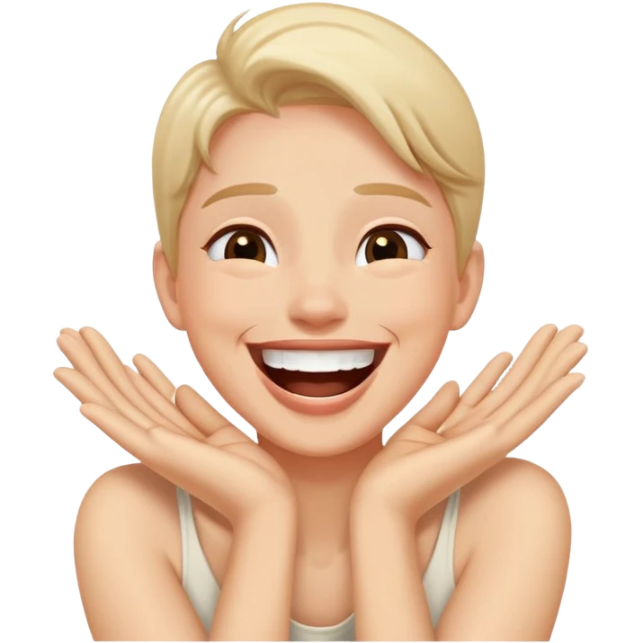 Person with their hands around their neck laughing  emoji