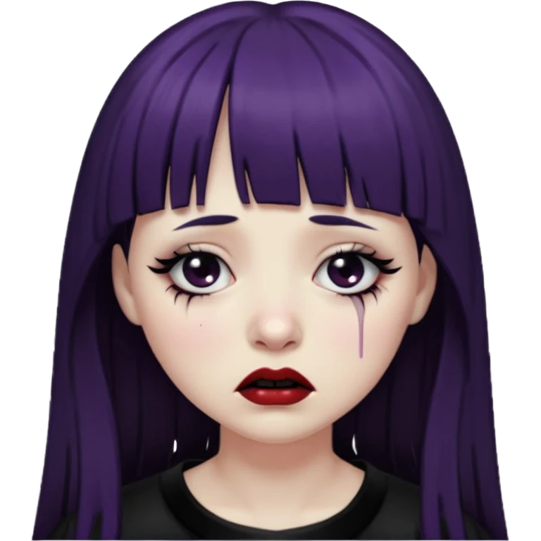 Gótica sem maquiagem de franjinha chorando noite emoji