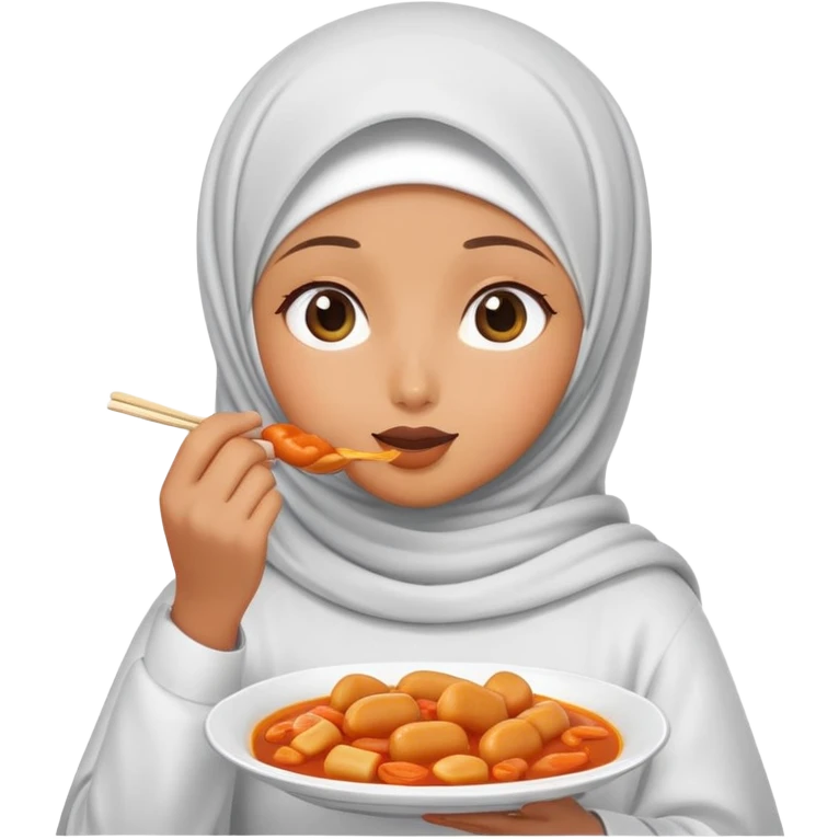 Girl wearing hijab and tteokbokki emoji