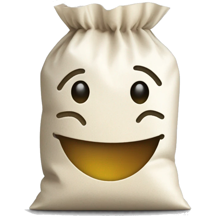 smiley with a small plastix transparent bag full of flour emoji