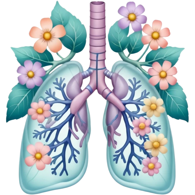 Pastel transparent anatomy lungs and flowers emoji