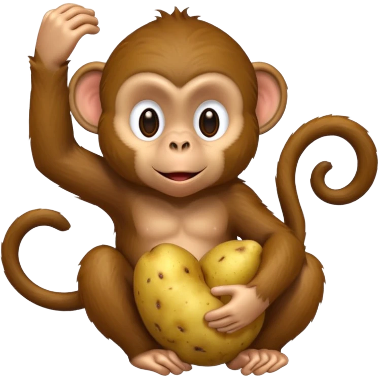 Monkey holding a potato and scratching its head emoji