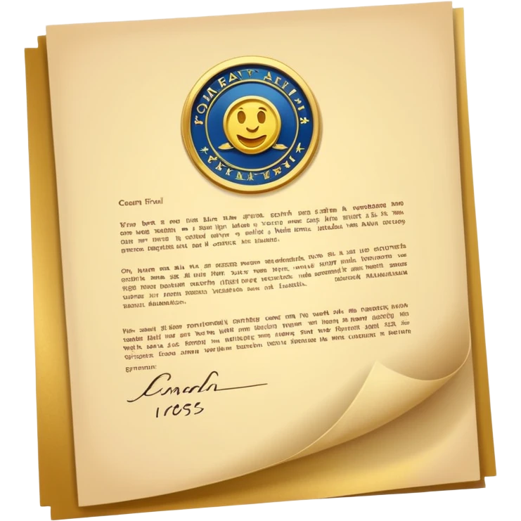 Contract golden paper signed, warranty emoji