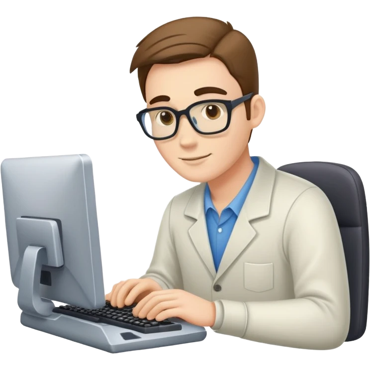 Светлокожий Мужчина программист печатает в компьютер emoji