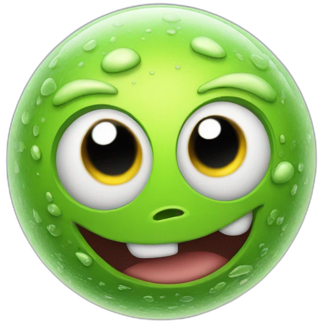 3d sphere with a cartoon Slime skin texture with big feminine eyes emoji