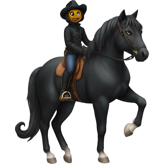 Black cat on top of a horse emoji
