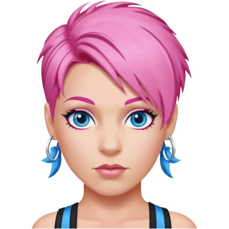 P!nk Singer with pink hair, blue eyes emoji