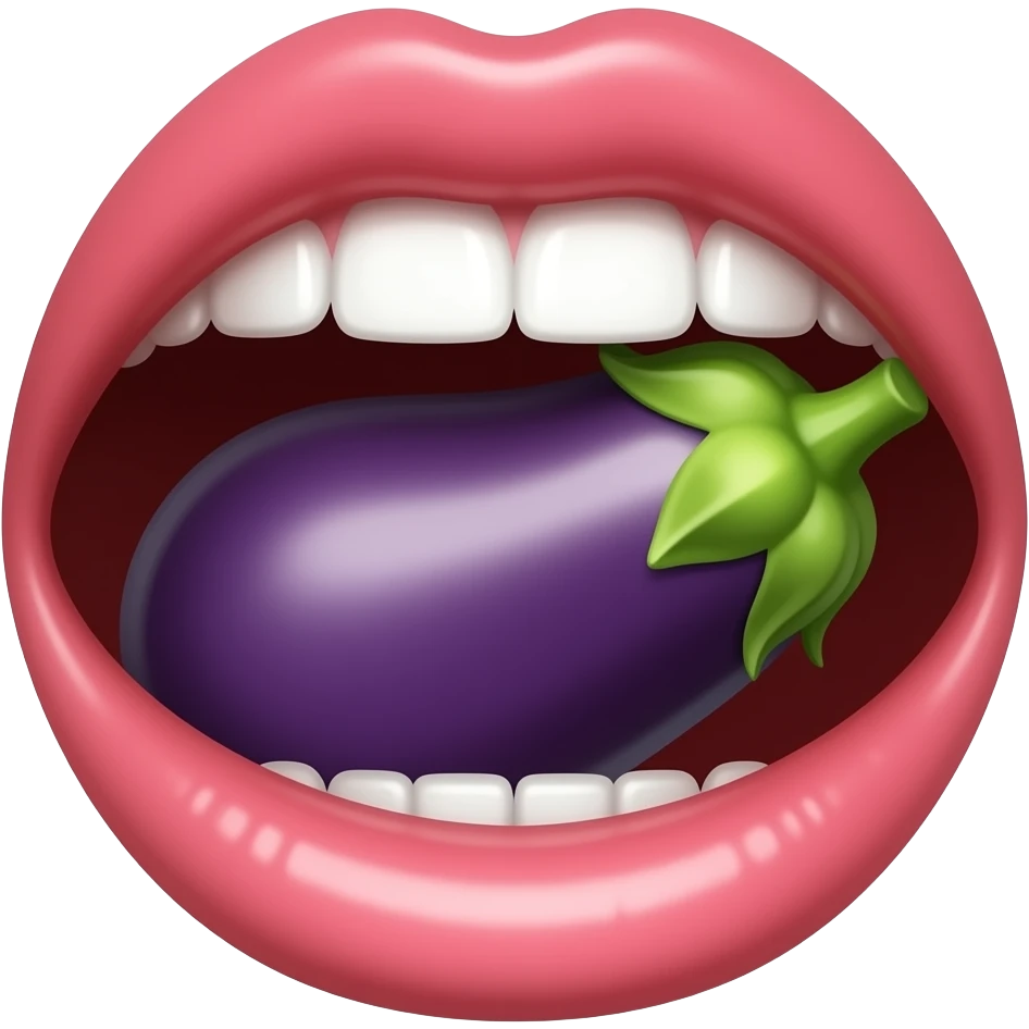 Female egg plant in mouth emoji
