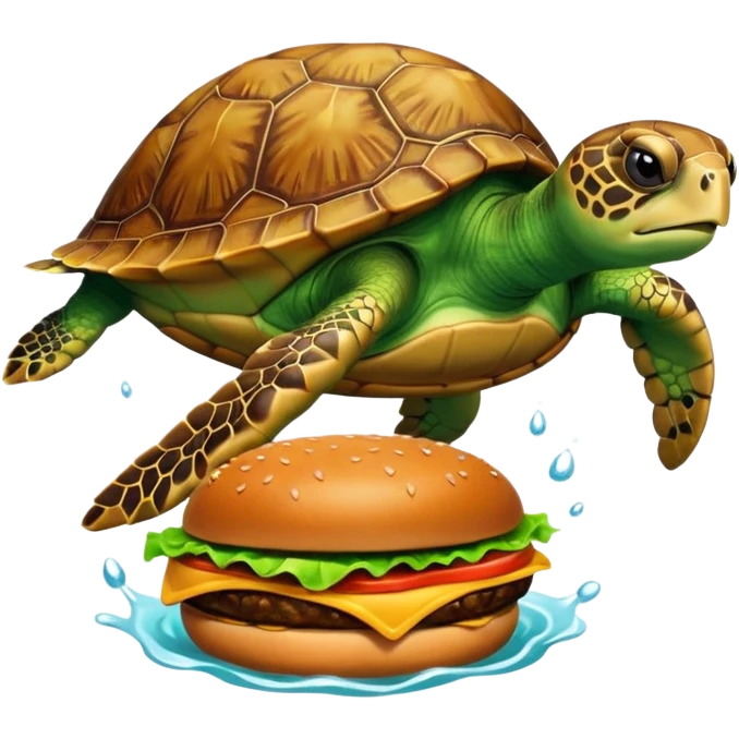 See Turtle eat burger emoji