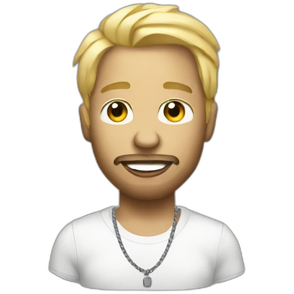 blonde male rapper with microphone emoji
