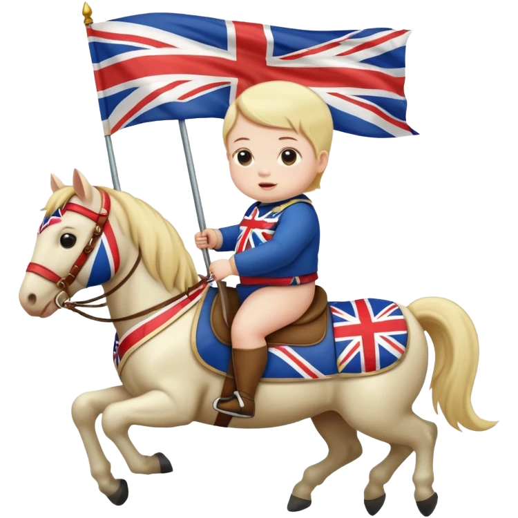  fat baby riding a horse with union jack emoji
