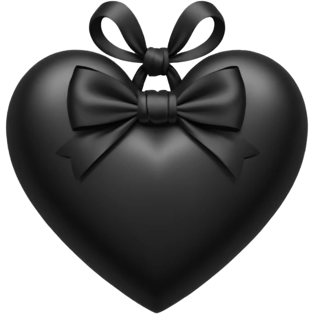 black heart with a black bow in a knot style emoji