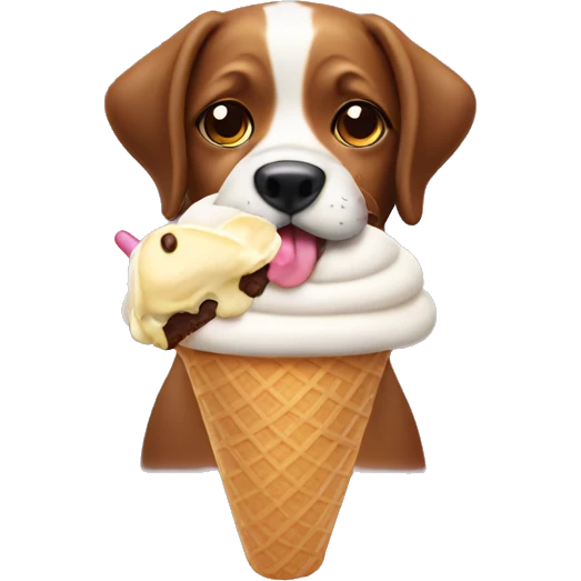 Dog eating ice cream emoji