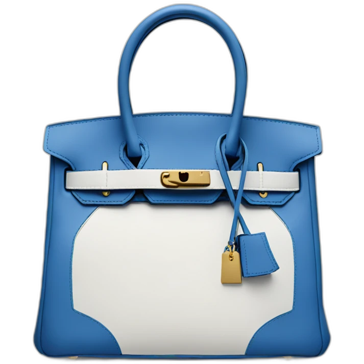 Birkin with a blue flap and white front emoji