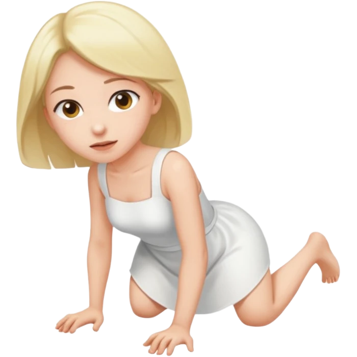 a young woman on all fours, crawling like a bitch. emoji