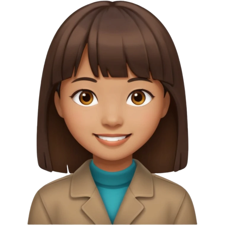Brown-skinned Asian girl with straight brown hair and bangs  emoji