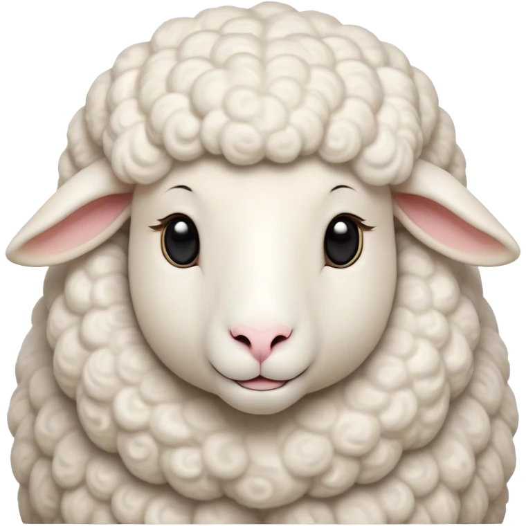 Cinematic Noble Sheep Portrait Emoji, Poised and regal, with a large, sturdy build and a luxuriously fluffy, well-groomed white fleece, deep-set soulful gentle eyes, Simplified yet sharp and sophisticated features, highly detailed, glowing with a soft, dignified glow, high shine, intelligent and calm, stylized with an air of pastoral majesty, focused and attentive, soft glowing outline, capturing the essence of a watchful and confident sheep, so majestic it feels as though it could amble out of the screen with effortless authority! emoji