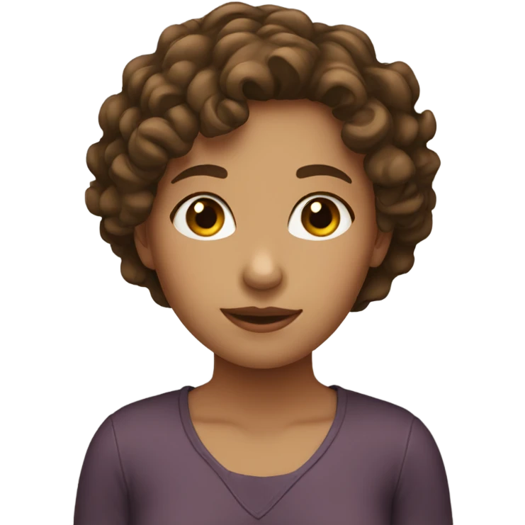 Girl with short curly brown hair emoji