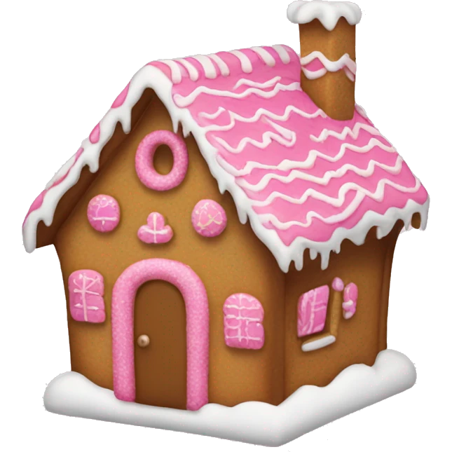 A pink gingerbread house emoji