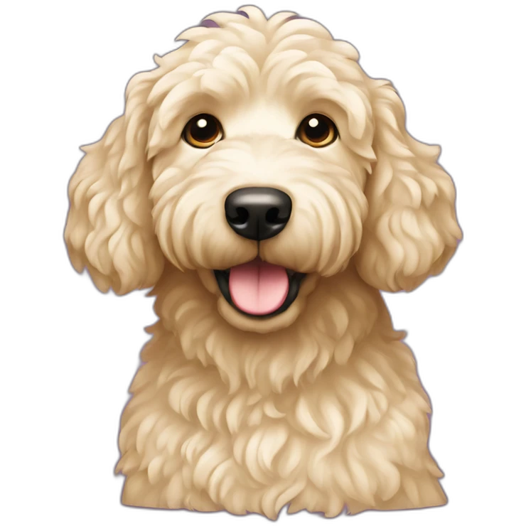 Golden doodle (light cream colored) with more of a wavy coat, medium sized dog emoji