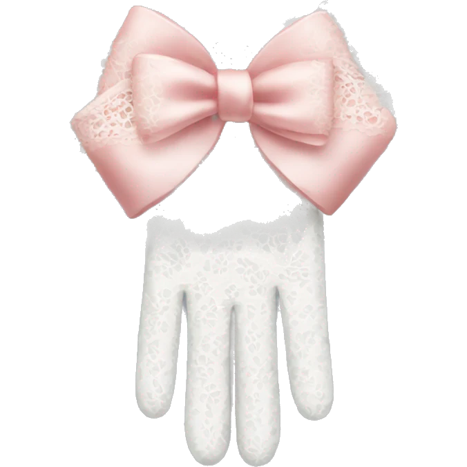 white lace gloves with a bow emoji