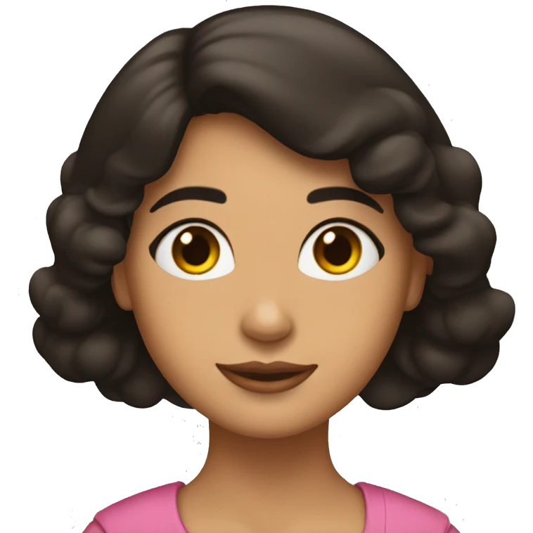 mujer morena clara cabello largo negro emoji