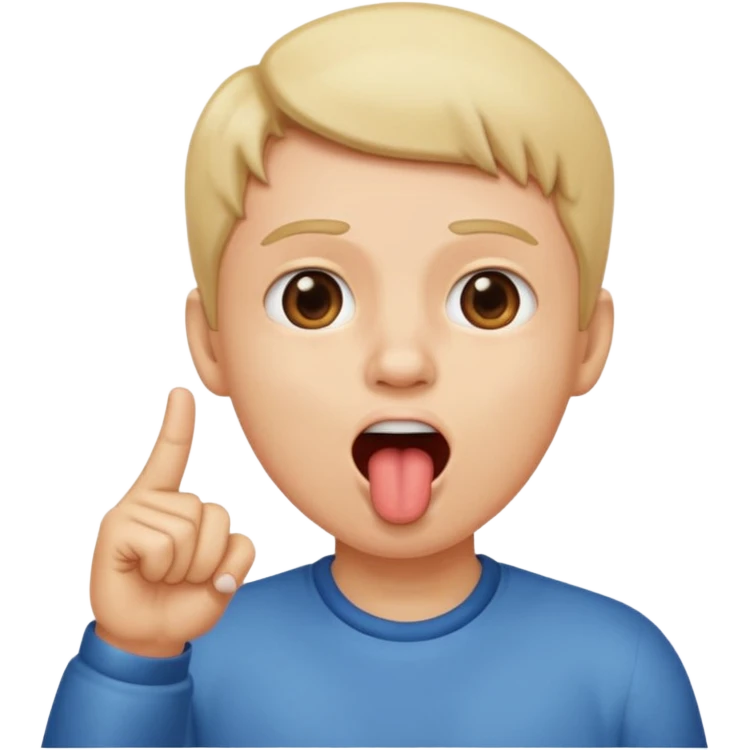 mouth open drooling with finger pointing upward emoji