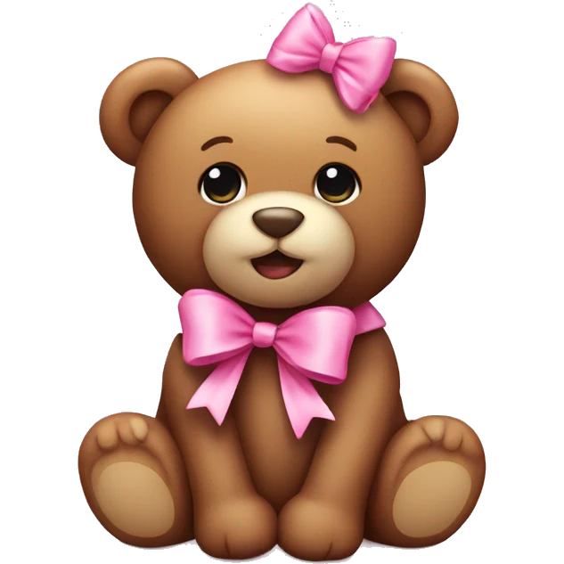 Cute teddy bear with pink bow emoji