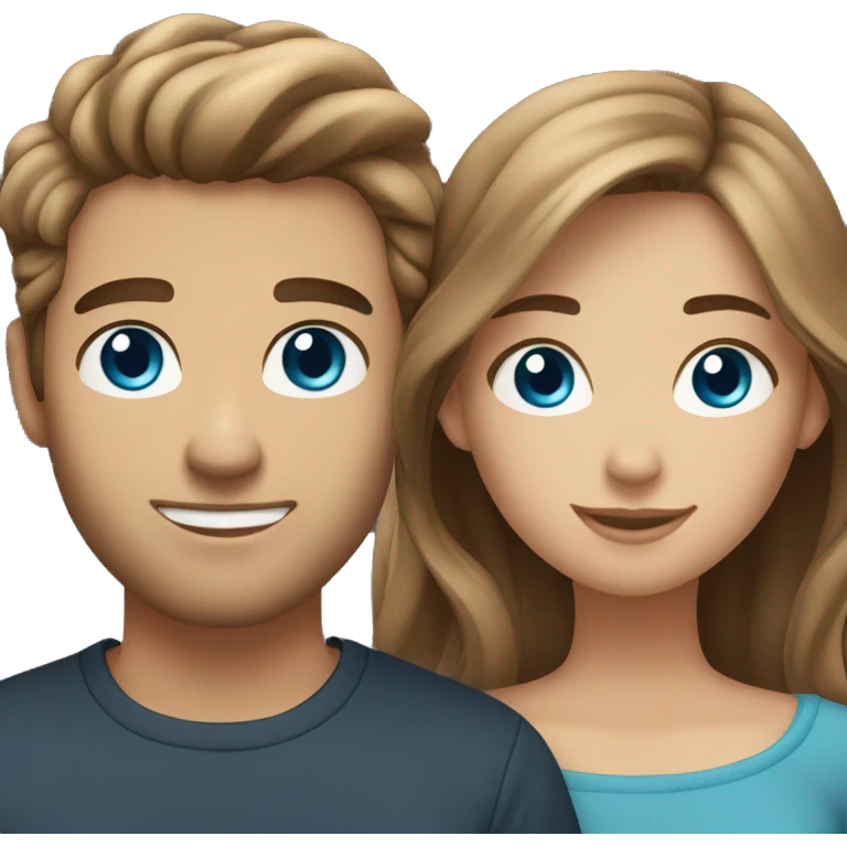 boyfriend with blue eyes and light brown hair and girlfriend with brown eyes and brown hair emoji