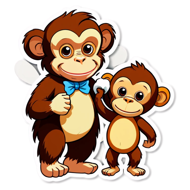 monkey with bow and bear holding hands  emoji