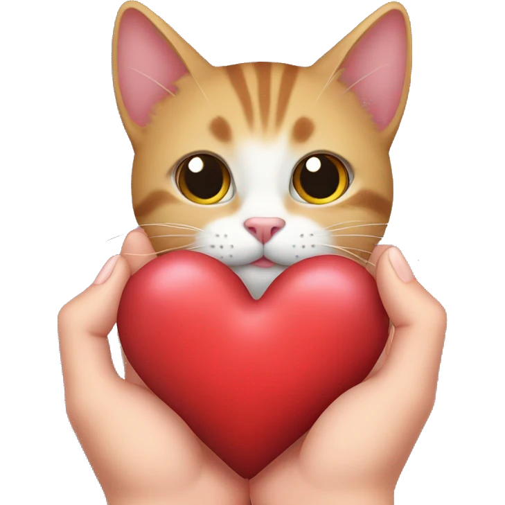 heart in the hands of a cat emoji