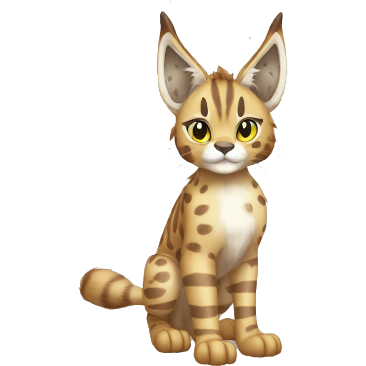 Striped and spotted Lynx-Caracal-Fakemon-hybrid full body emoji