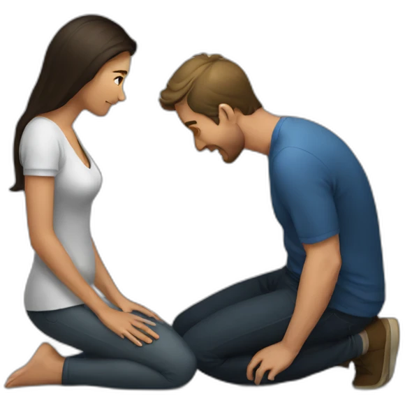 Woman on knees facing man emoji