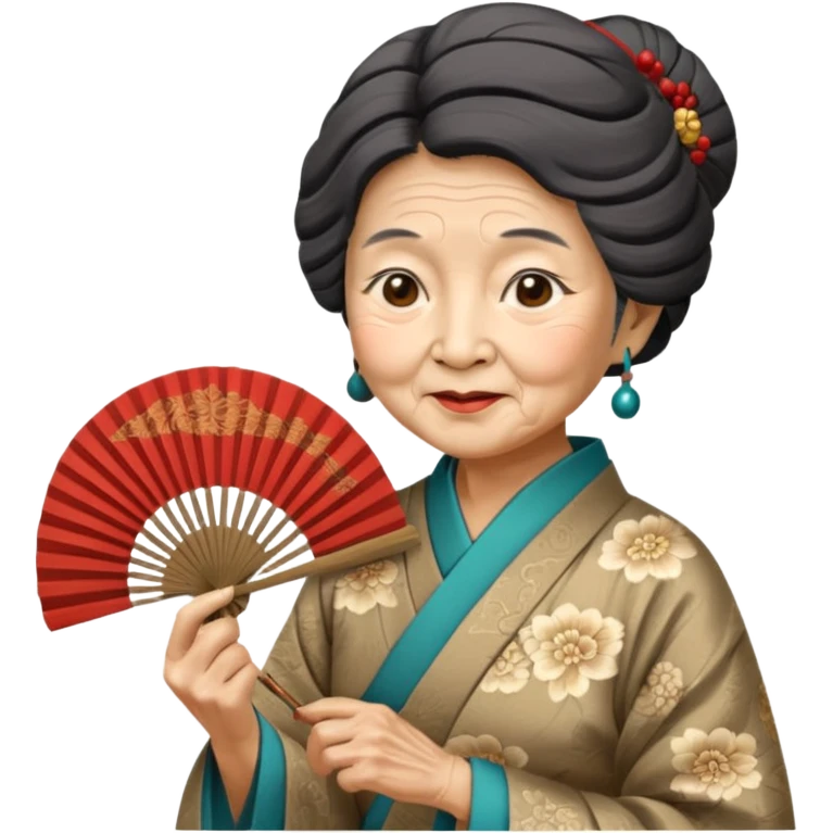 old women with folding fan emoji