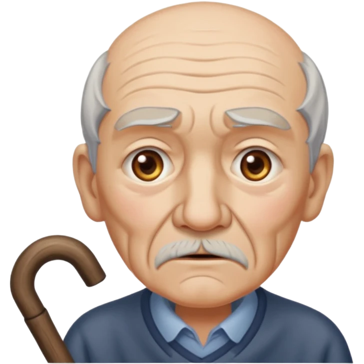 old man with Resentment - bitter indignation at having been treated unfairly - waving cane emoji