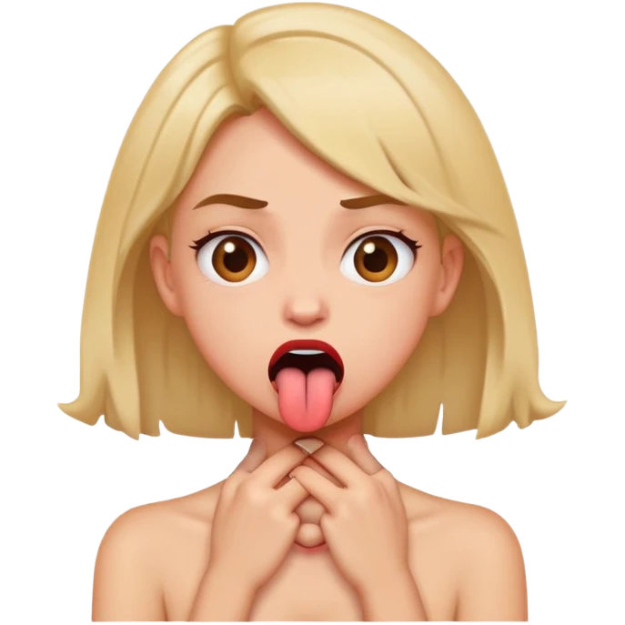 mad girl with toung out hands around neck emoji
