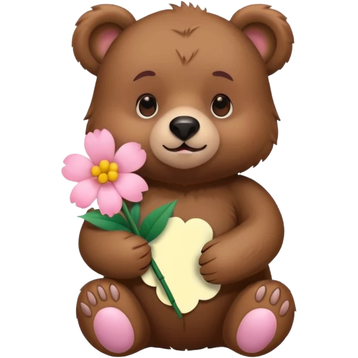 bear holding flower emoji