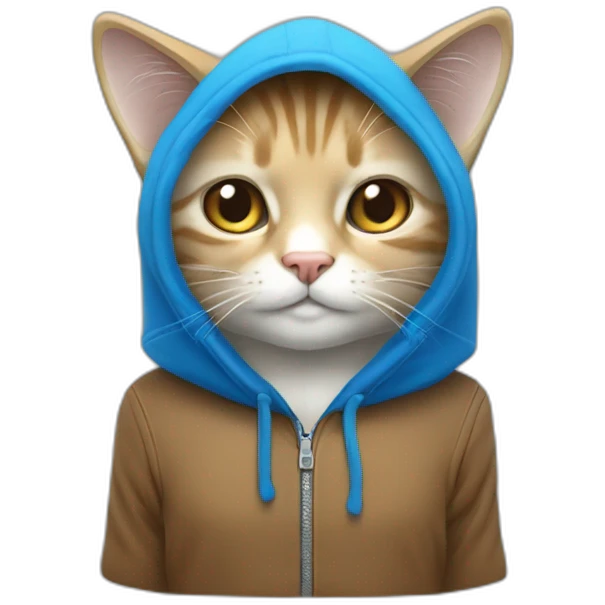 un chat avec une capuche avec reyur bleu est bland emoji
