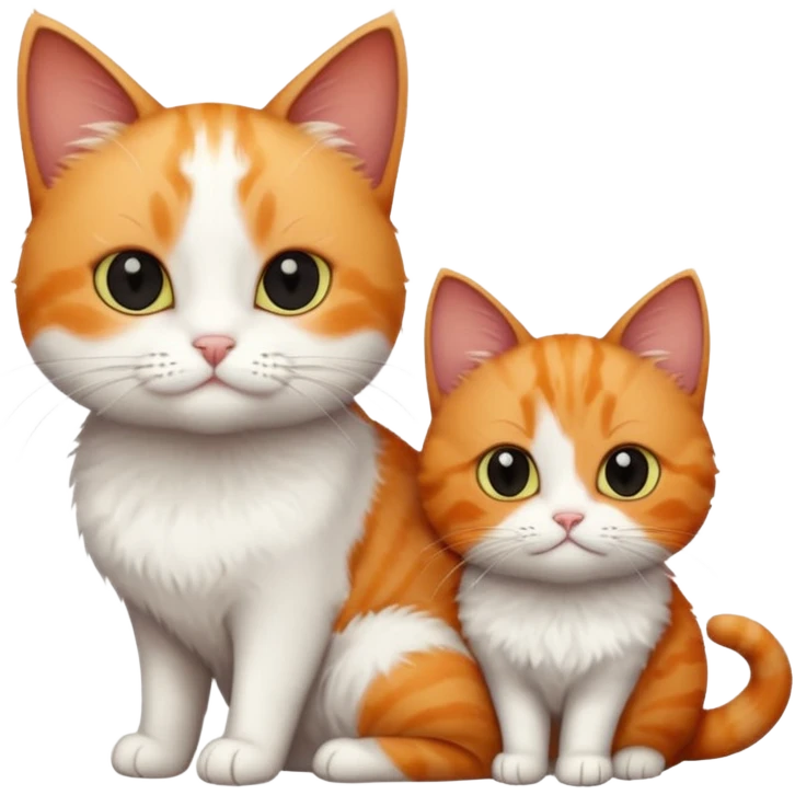 white cat and a black smaller cat and ginger short hair  emoji