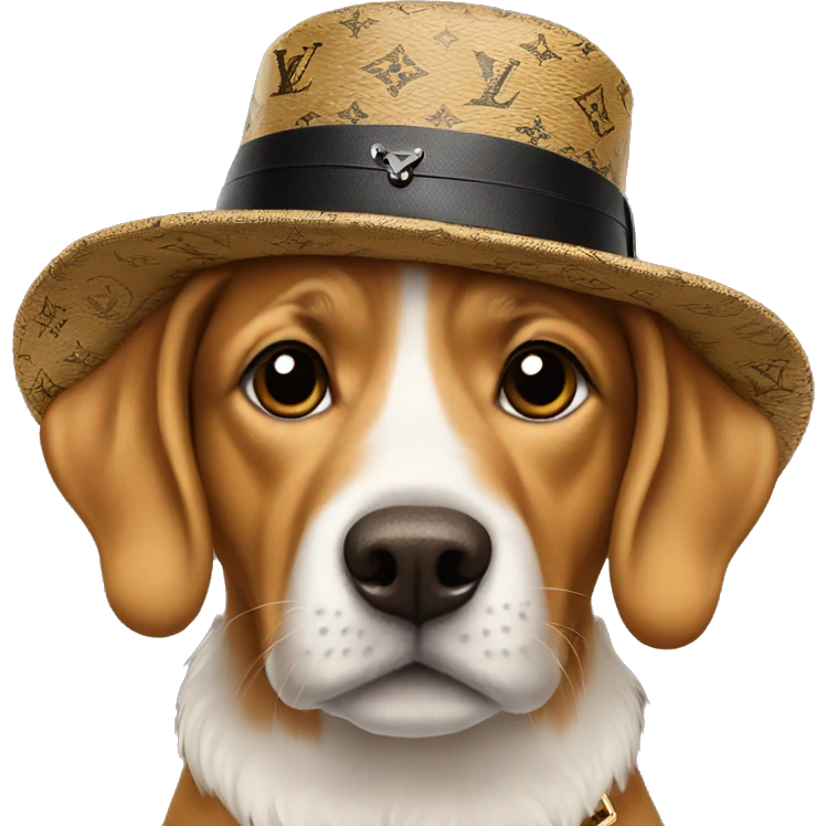 dog wearing louis vuitton hat emoji