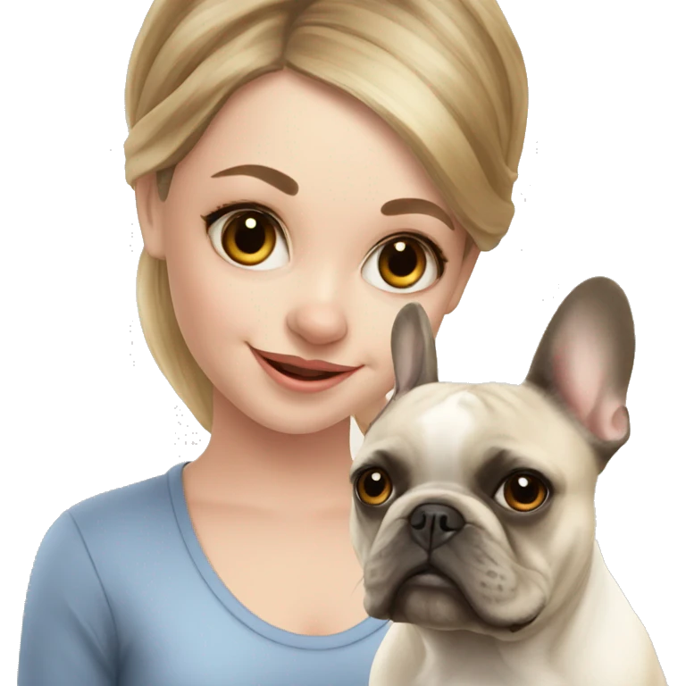French bulldog with girl emoji
