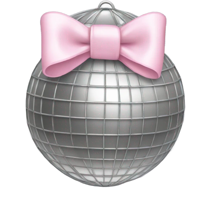 silver Discoball with light pink  bow on top of it emoji