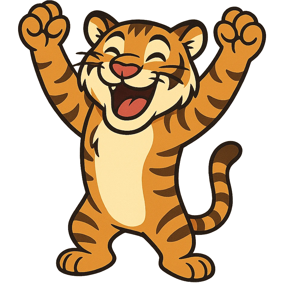 tiger celebrating, variation 2 emoji