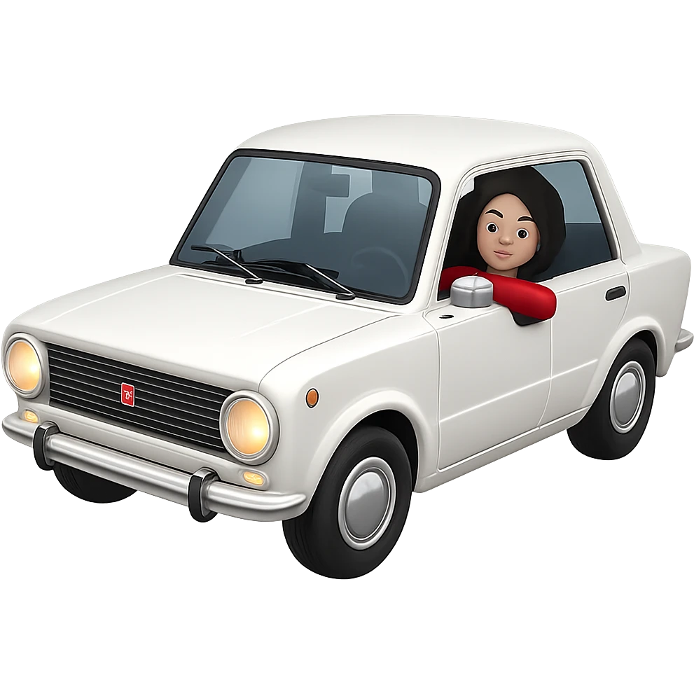 Create an emoji of a Zhiguli (VAZ-2101) car based on the provided photo. The emoji should be as close as possible to the Apple emoji style, capturing the distinctive features of the car. Remove the background entirely. emoji