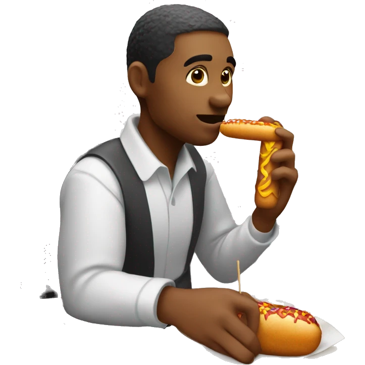 Mcdonalds worker eating a corndog emoji