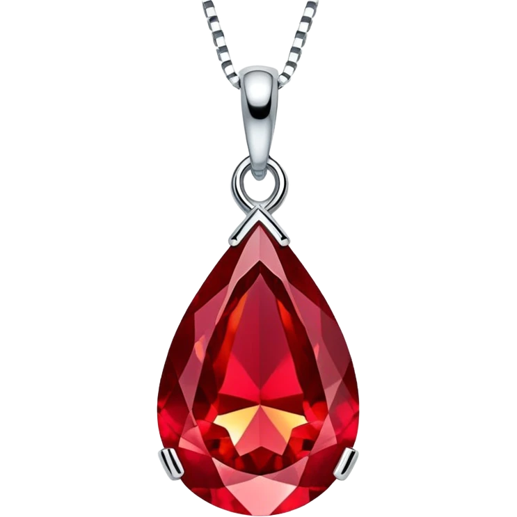 close-up of a ruby's fiery core in a teardrop pendant, glowing intensely emoji
