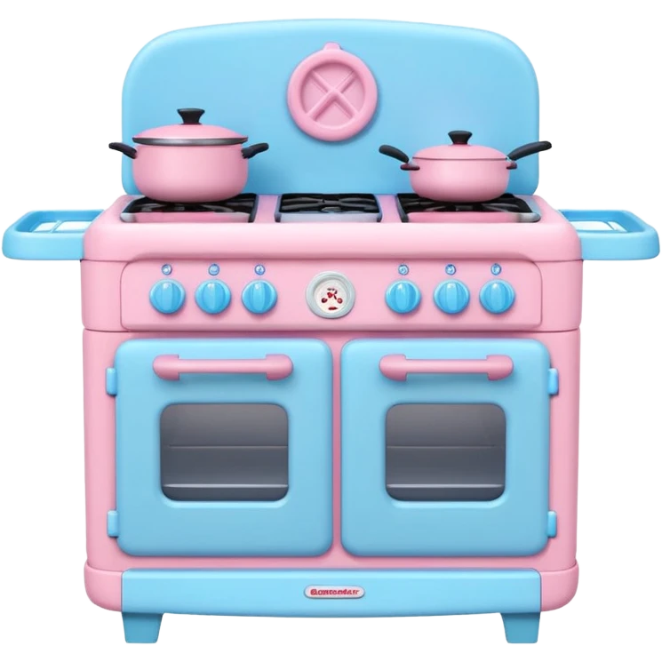 Cute toy kitchen stove, BabyBus 2.5D style, front view. Pastel colors, soft shading, even studio light.
No outlines, no realism, no harsh shadows. emoji