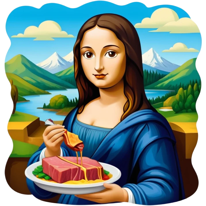 pop art monalisa SPAM meat slop landscape  emoji