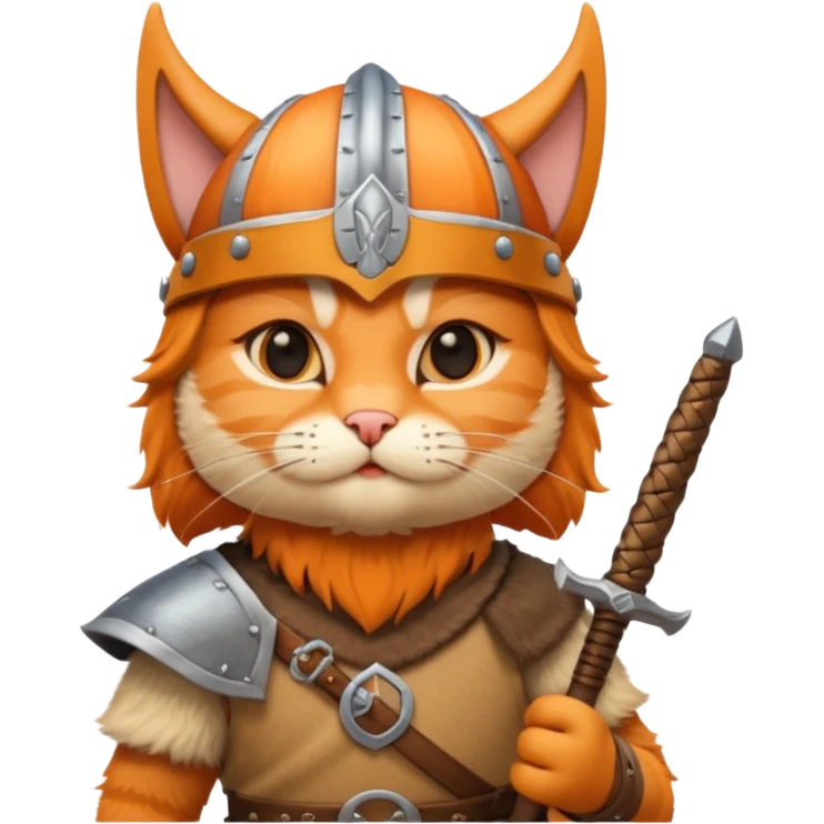 Viking Cat in viking hat holding tiny sword emoji